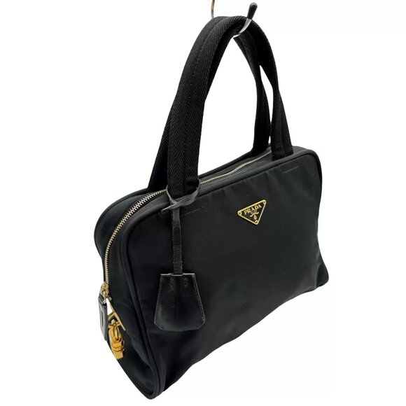 PRADA Tessuto Gold Hardware Hand Bag Black Nylon - Picture 4 of 12